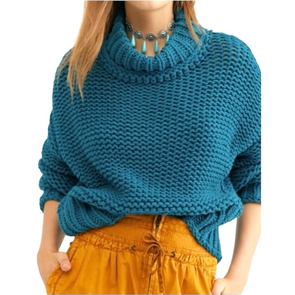 FREE PEOPLE NWOT My Only Sunshine  Oversized Turtleneck Chunky Sweater size XS